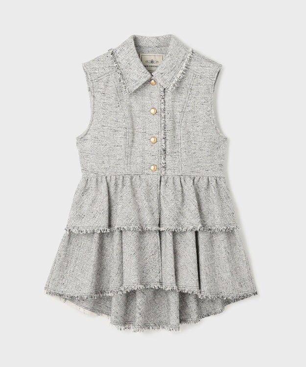 GRACE CONTINENTAL ツイードフリンジジレ グレー