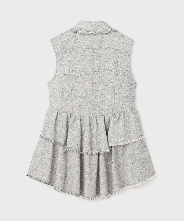 GRACE CONTINENTAL ツイードフリンジジレ グレー