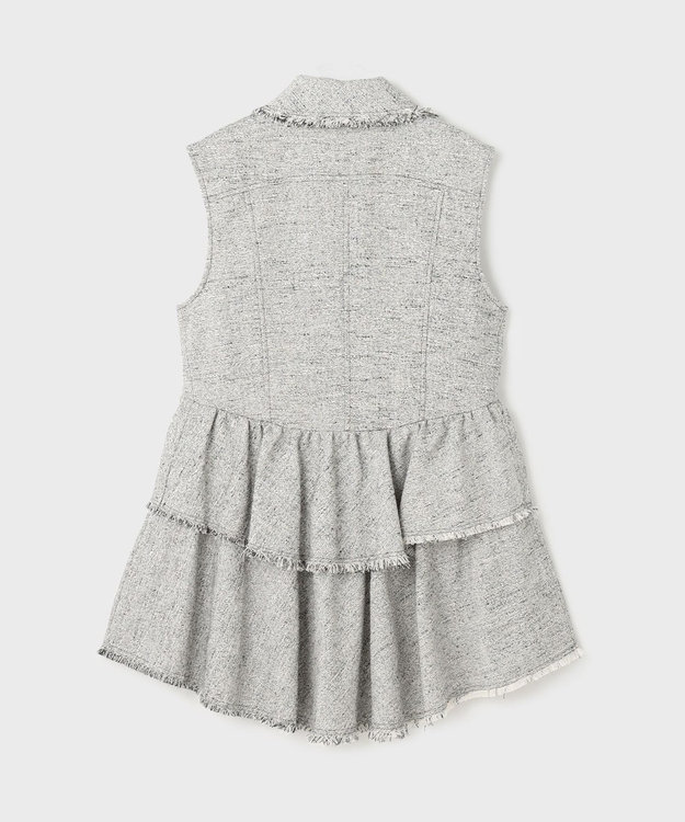 GRACE CONTINENTAL ツイードフリンジジレ グレー