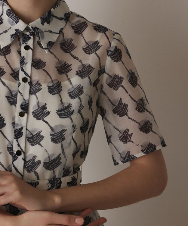 GRACE CONTINENTAL ドローイングプリントワンピース キナリ