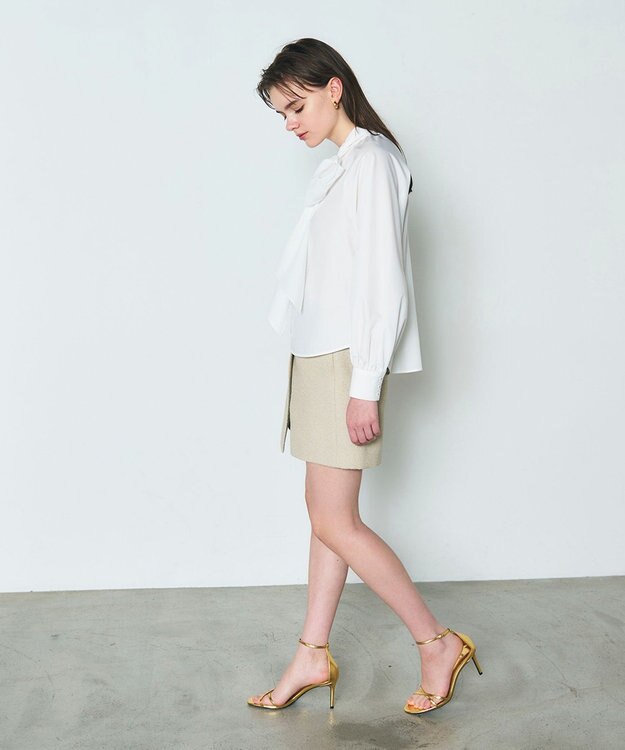 GRACE CONTINENTAL ボウタイギャザートップ ホワイト