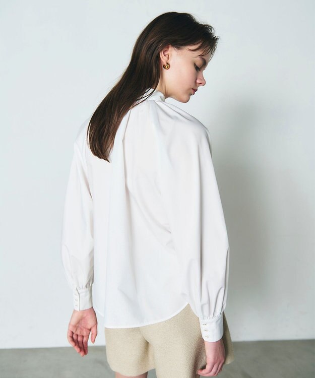 GRACE CONTINENTAL ボウタイギャザートップ ホワイト