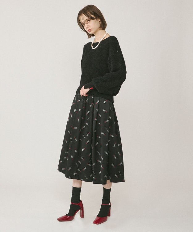 GRACE CONTINENTAL ラメリップニットトップ ブラック