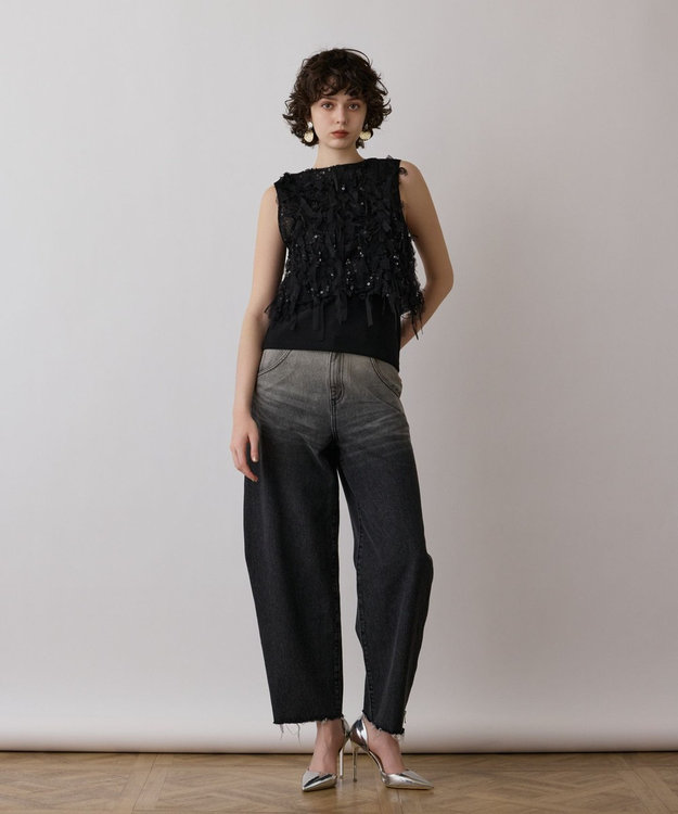 GRACE CONTINENTAL フリンジベスト ブラック