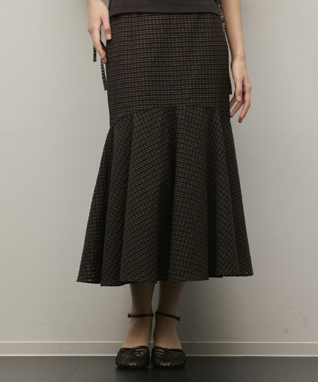 GRACE CONTINENTAL チェックマーメイドスカート ブラウン