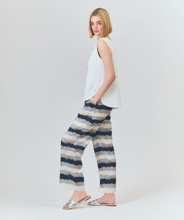 GRACE CONTINENTAL ロープボーダーパンツ ネイビー