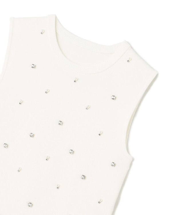 GRACE CONTINENTAL ビジューニットトップ ホワイト