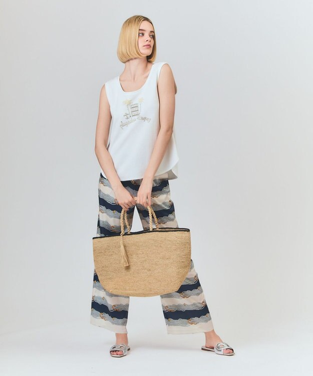 GRACE CONTINENTAL ロープボーダーパンツ ネイビー