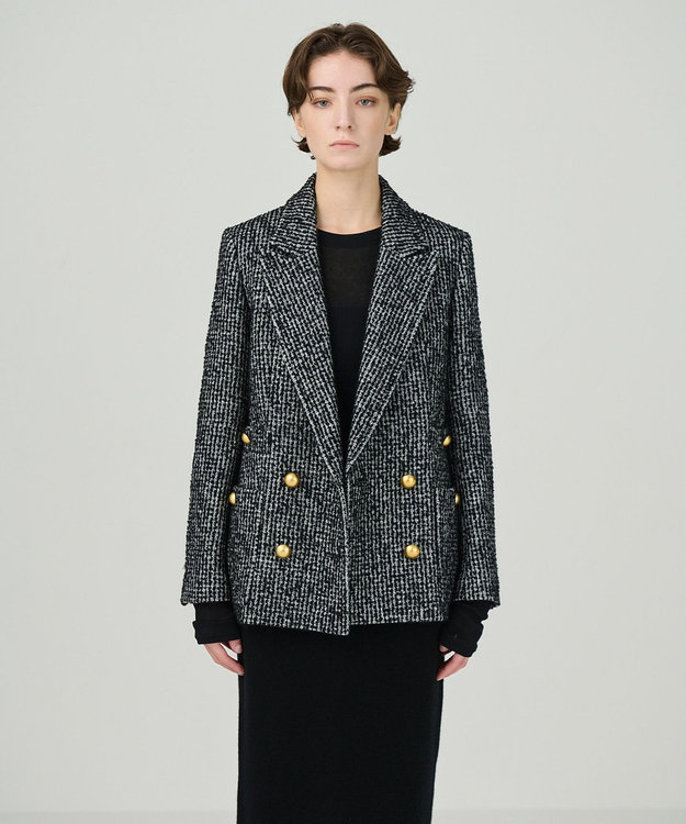 GRACE CONTINENTAL ラメループツイードジャケット ブラック