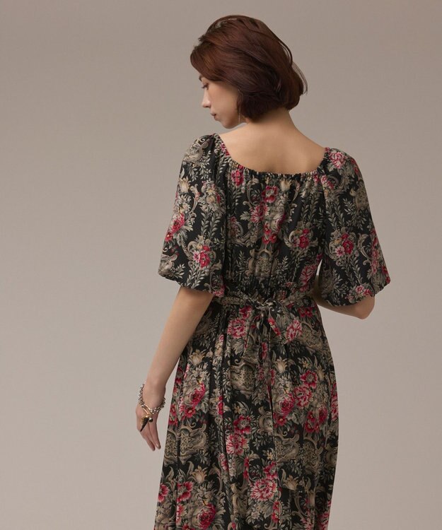 GRACE CONTINENTAL ヴィンテージフラワープリントワンピース ブラック