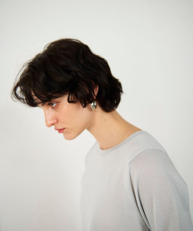 GRACE CONTINENTAL バイカラークルーニットトップ グレー