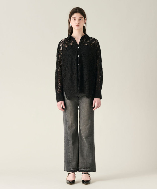 GRACE CONTINENTAL コードレースオーバーシャツ ブラック