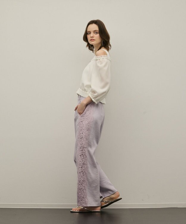 GRACE CONTINENTAL サイドレースパンツ ラベンダー