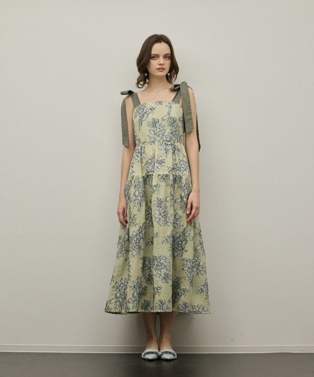 GRACE CONTINENTAL シアージャガードティアードワンピース イエロー