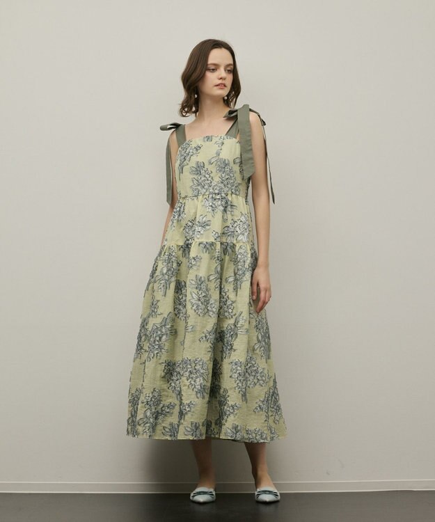 GRACE CONTINENTAL シアージャガードティアードワンピース イエロー
