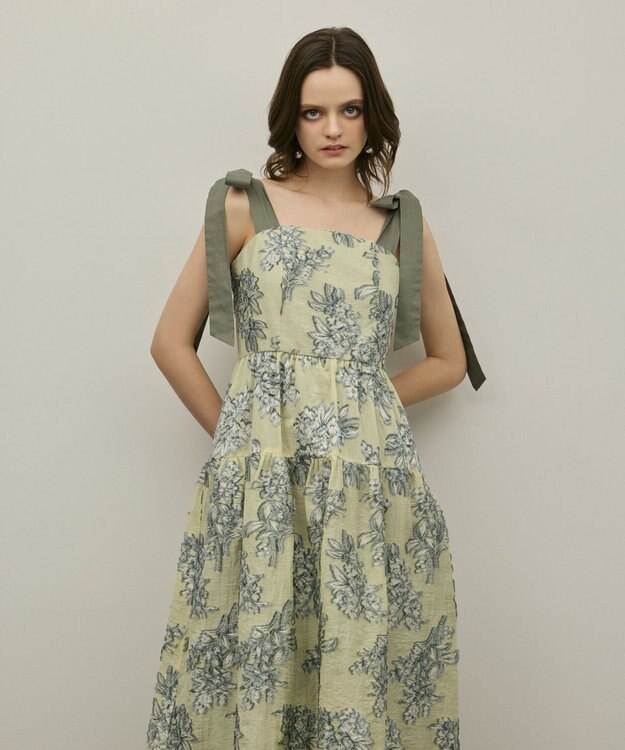 GRACE CONTINENTAL シアージャガードティアードワンピース イエロー