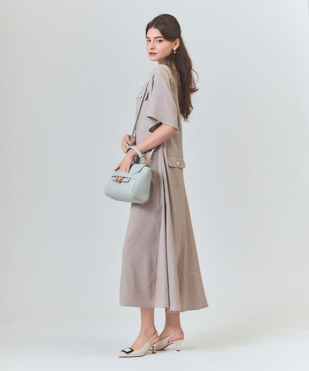 GRACE CONTINENTAL フラップショルダーバッグ ライトグレー