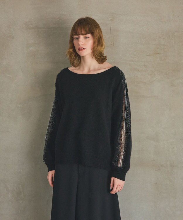 GRACE CONTINENTAL レーススリーブトップ ブラック