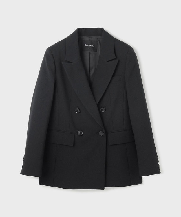 GRACE CONTINENTAL リネンライクダブルジャケット ブラック