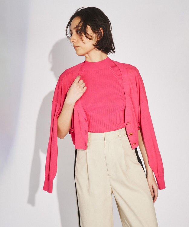 GRACE CONTINENTAL ショートルーズニットカーディガン ピンク