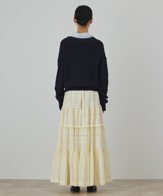 GRACE CONTINENTAL シャツカラーニットトップ ネイビー