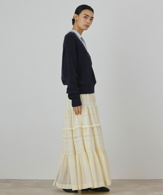 GRACE CONTINENTAL シャツカラーニットトップ ネイビー