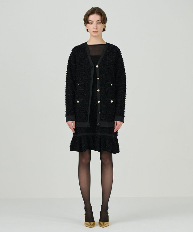 GRACE CONTINENTAL ツイードフレアニットスカート ブラック