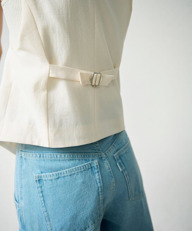 GRACE CONTINENTAL リネン混ツイルジレ キナリ