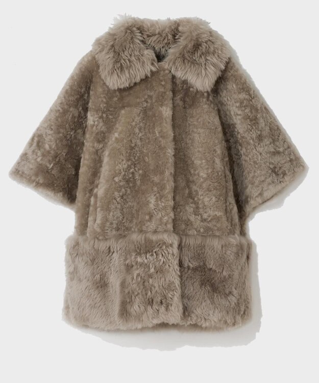 GRACE CONTINENTAL ムートンポンチョコート グレー