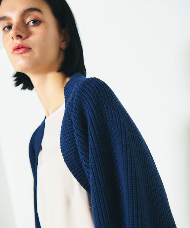 GRACE CONTINENTAL 畦ショートニットカーディガン ネイビー