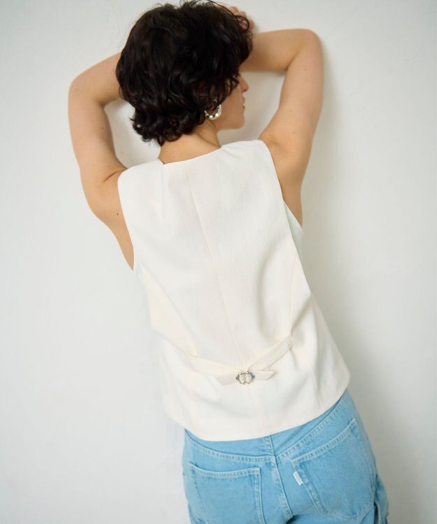 GRACE CONTINENTAL リネン混ツイルジレ キナリ