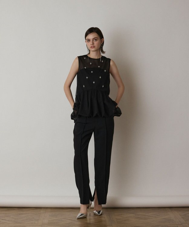 GRACE CONTINENTAL バルーンチュールトップ ブラック