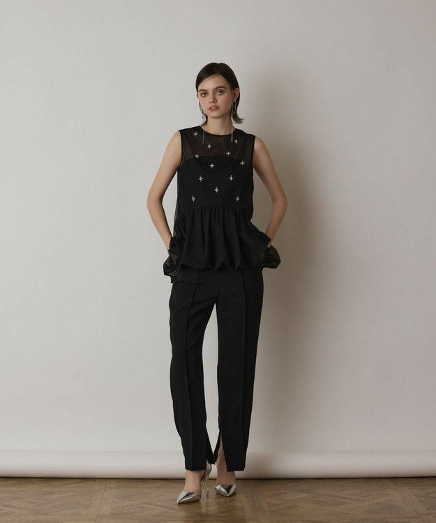 GRACE CONTINENTAL バルーンチュールトップ ブラック