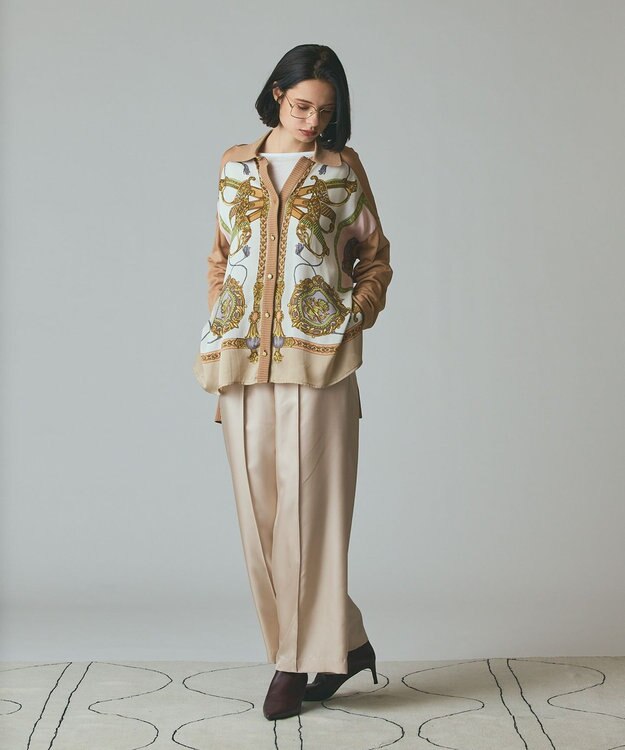 GRACE CONTINENTAL シルクツイルイージーパンツ ベージュ