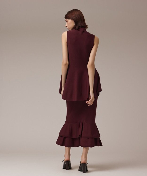 GRACE CONTINENTAL ティアードニットスカート ボルドー