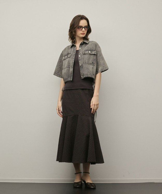 GRACE CONTINENTAL チェックマーメイドスカート ブラウン