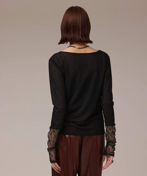 GRACE CONTINENTAL アセテートシアーカットトップ ブラック