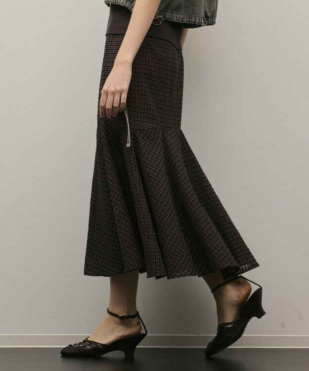 GRACE CONTINENTAL チェックマーメイドスカート ブラウン