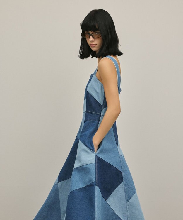 GRACE CONTINENTAL パッチワークデニムワンピース マルチ