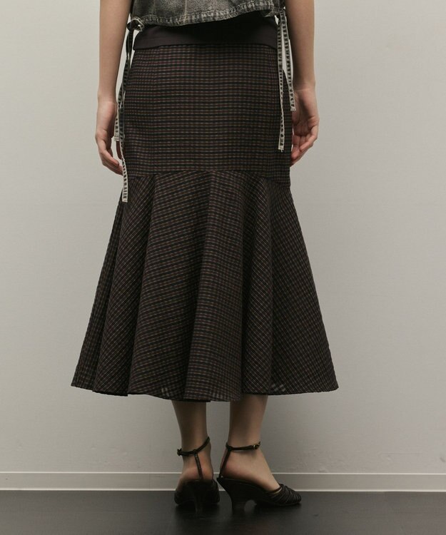 GRACE CONTINENTAL チェックマーメイドスカート ブラウン