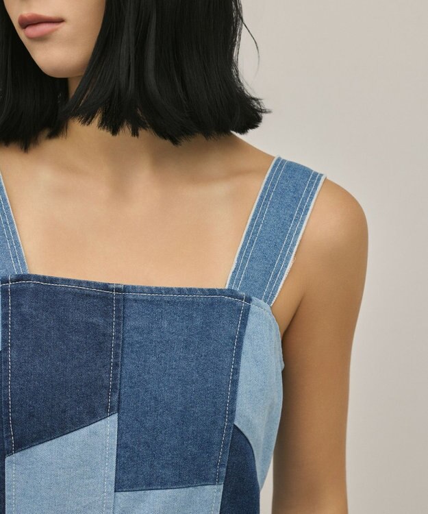 GRACE CONTINENTAL パッチワークデニムワンピース マルチ