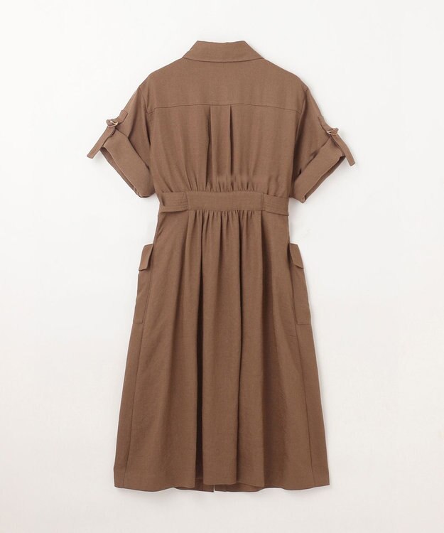 GRACE CONTINENTAL リネンタッチサファリドレス ブラウン