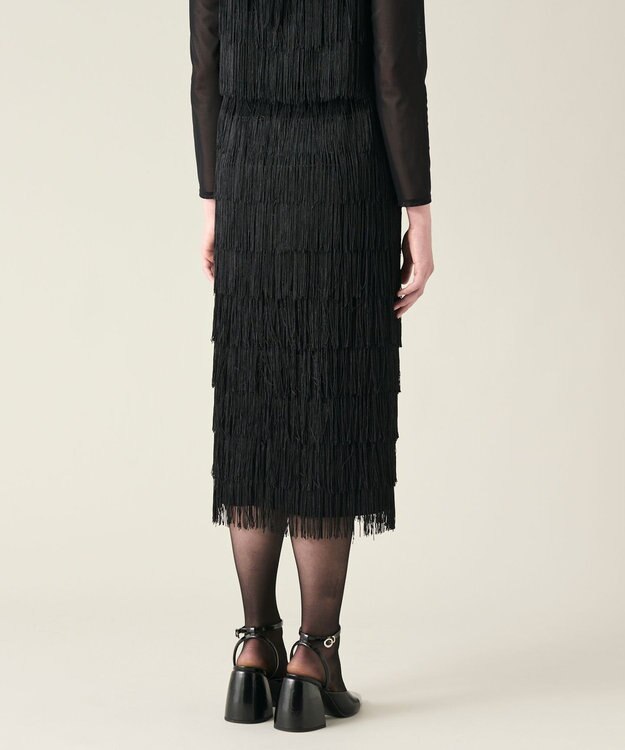 GRACE CONTINENTAL フリンジスカート ブラック