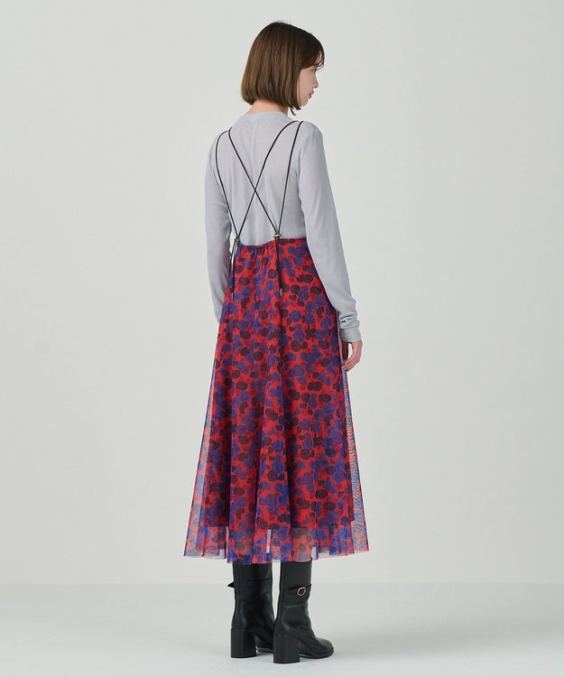 GRACE CONTINENTAL フラワーチュールプリントキャミワンピース レッド