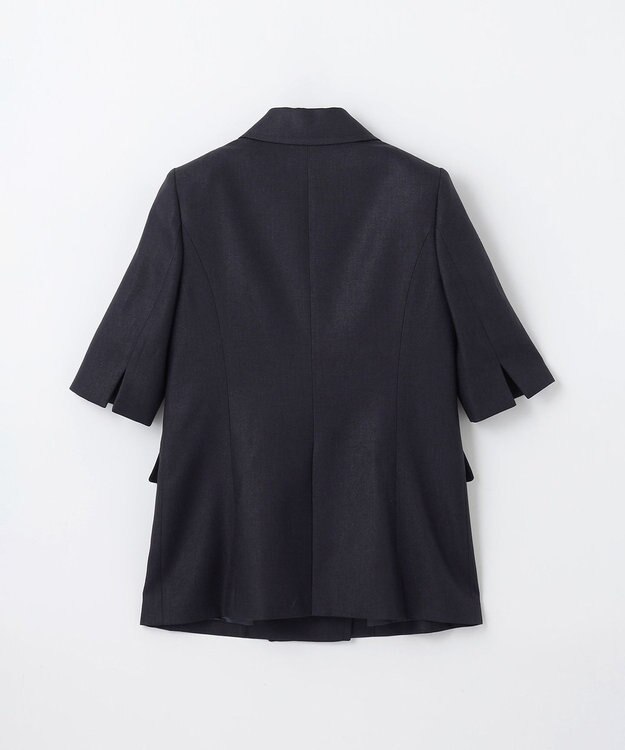 GRACE CONTINENTAL リネンタッチハーフスリーブジャケット ネイビー