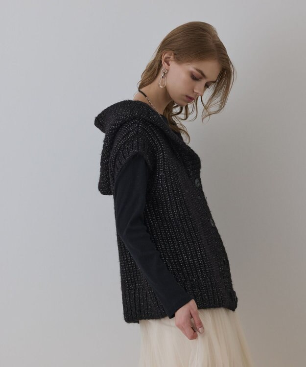 GRACE CONTINENTAL ラメニットベスト ブラック