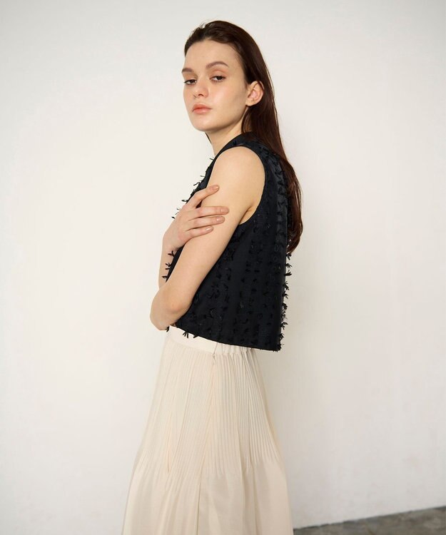 GRACE CONTINENTAL シアージャガード トップ ブラック