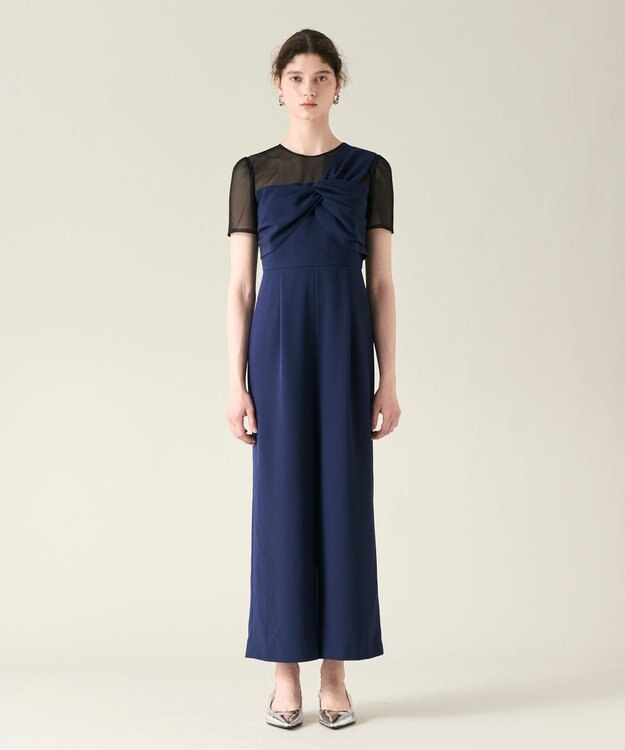 GRACE CONTINENTAL ドレープリボンサロペット ネイビー