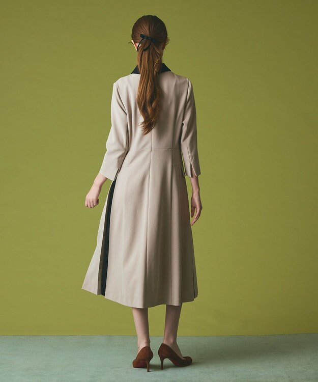 GRACE CONTINENTAL クレリックバイカラーワンピース ベージュ