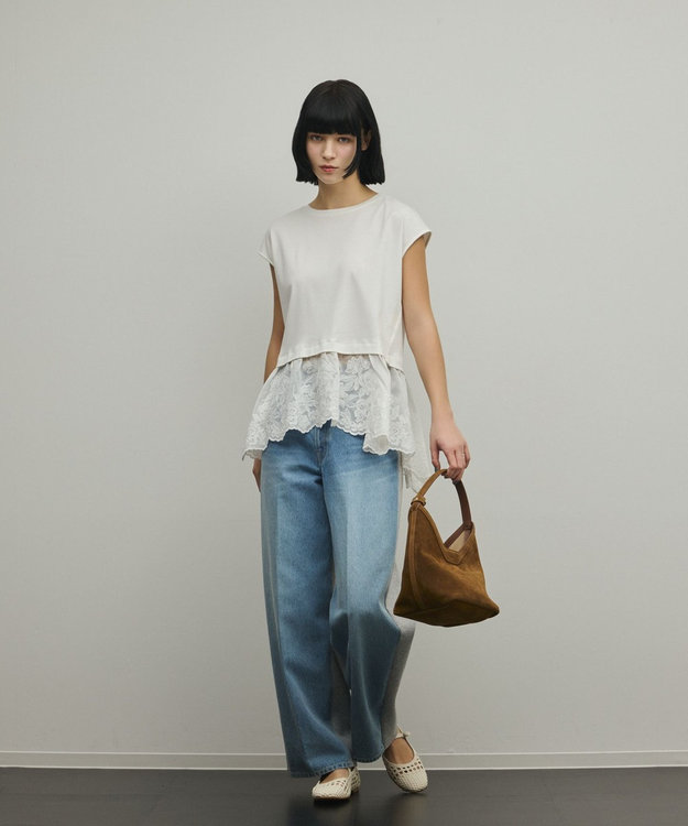 GRACE CONTINENTAL ヘムembカットトップ ホワイト